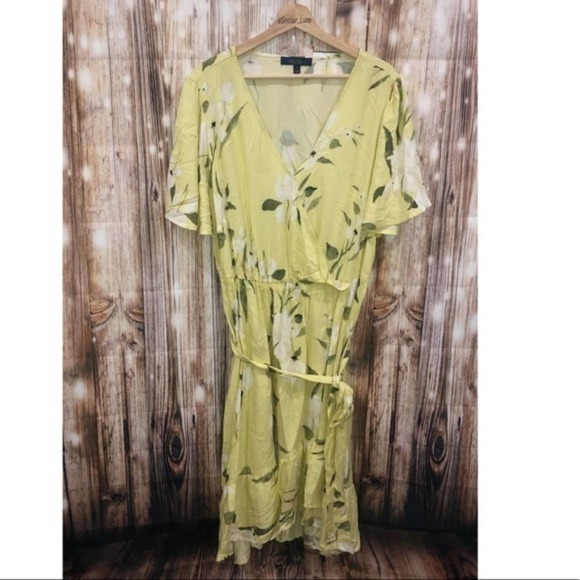 Rachel Roy Yellow floral high‎ low ruffled dress size Plus Size 2X 4X New - Picture 3 of 8